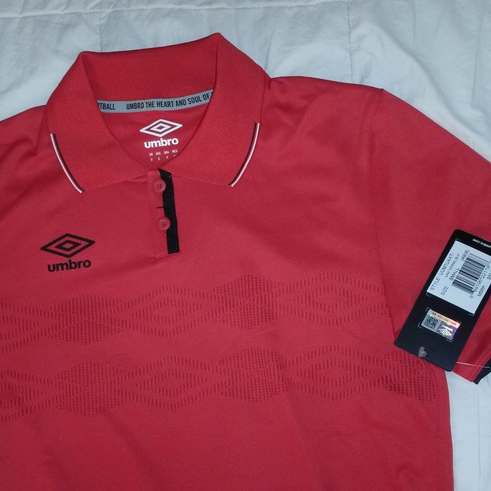 Umbro Men's UX Polo Top, Vermillion/Black, Small